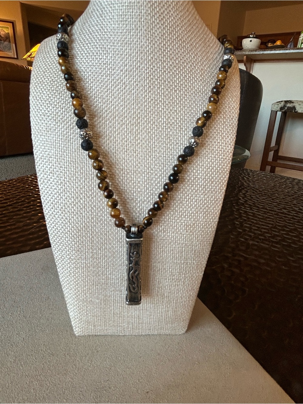 Corso Tiger Eye Beaded Pendant Necklace